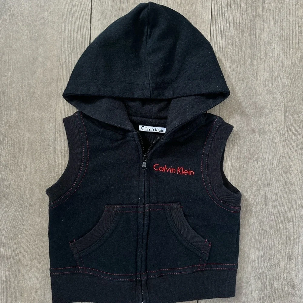 Calvin Klein baby boy zip vest hoodie 0-3 months